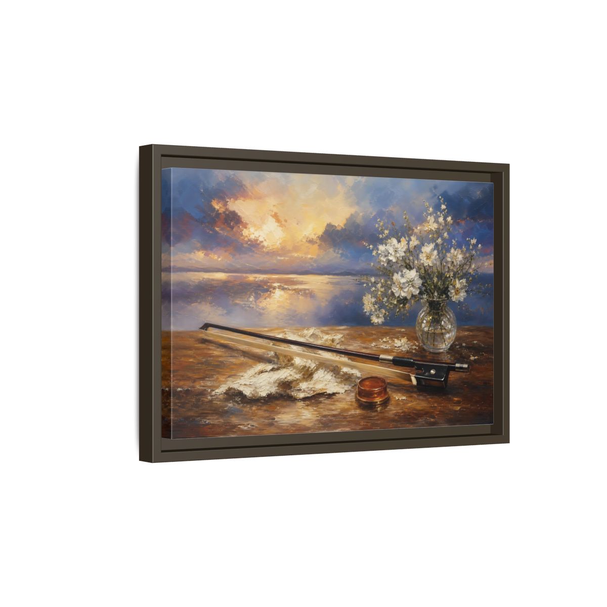 Side Mockup 5. Nature Sunset Sunset Floral Art shown as framed canvas print