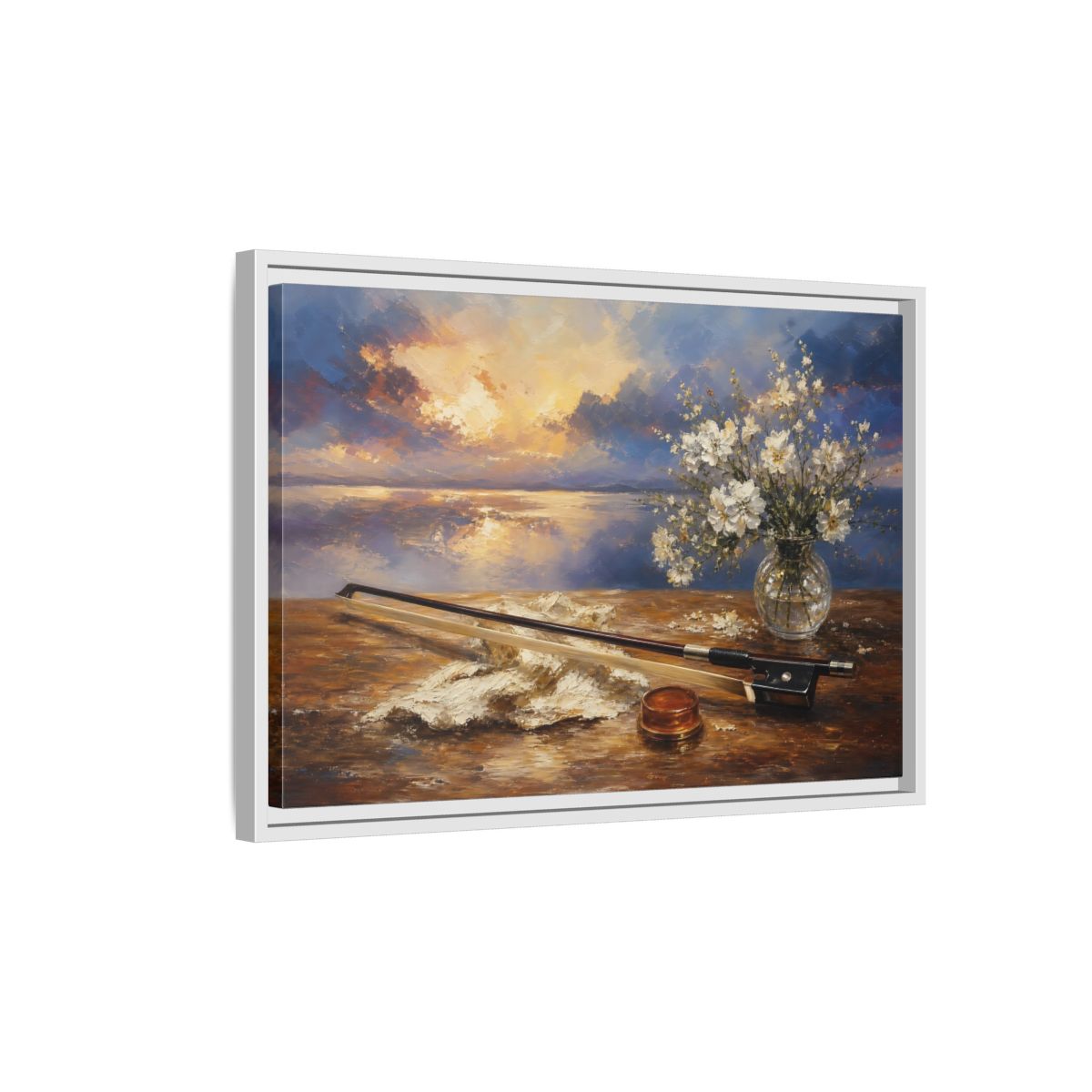 Side Mockup 1. Nature Sunset Sunset Floral Art shown as framed canvas print