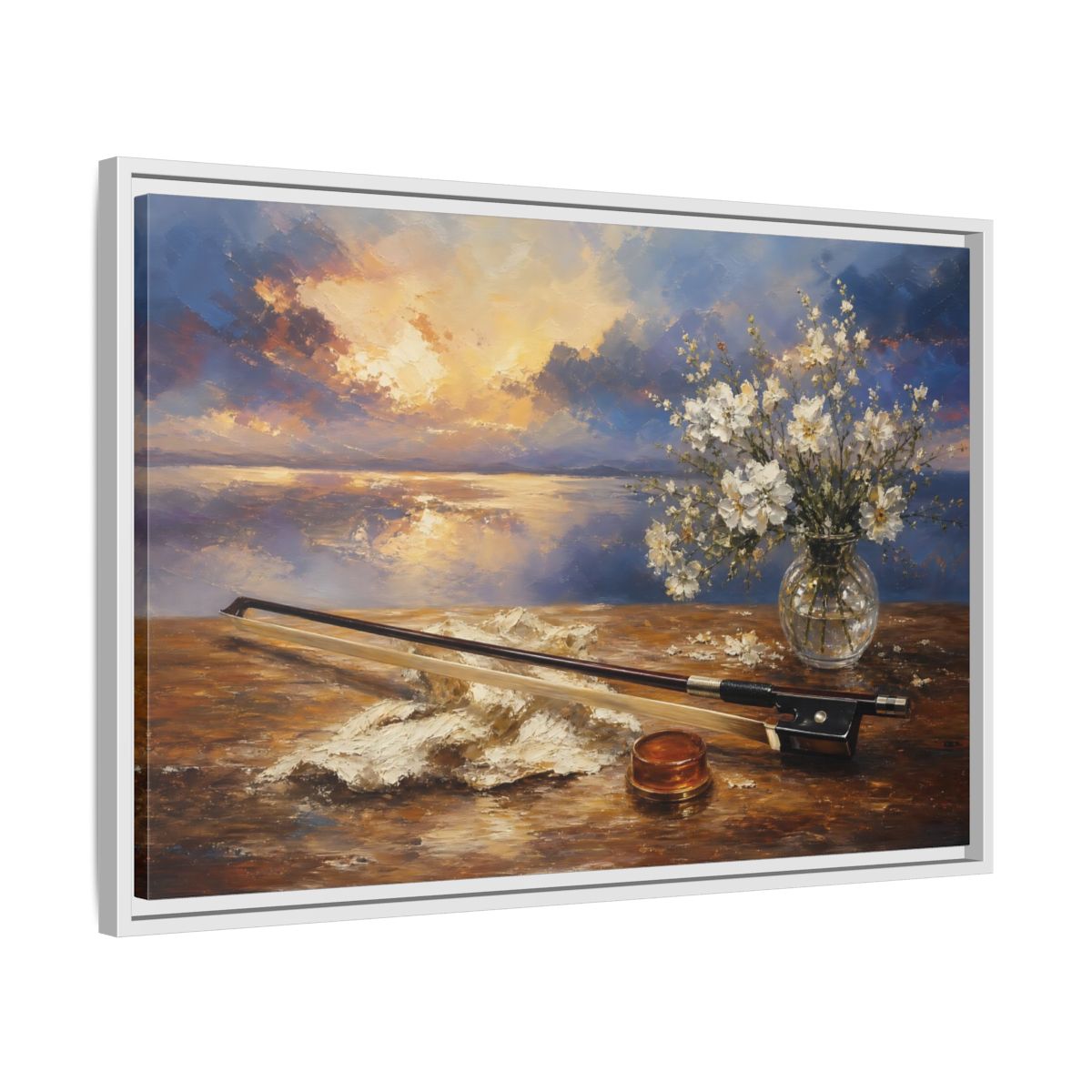 Side Mockup 10. Nature Sunset Sunset Floral Art shown as framed canvas print