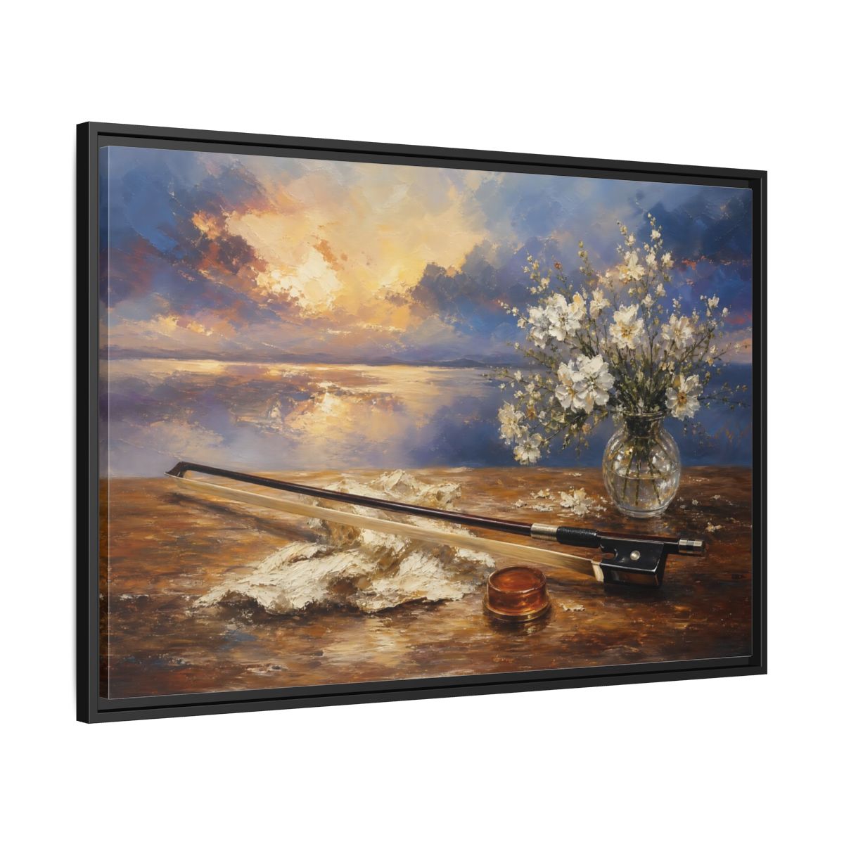 Side Mockup 13. Nature Sunset Sunset Floral Art shown as framed canvas print