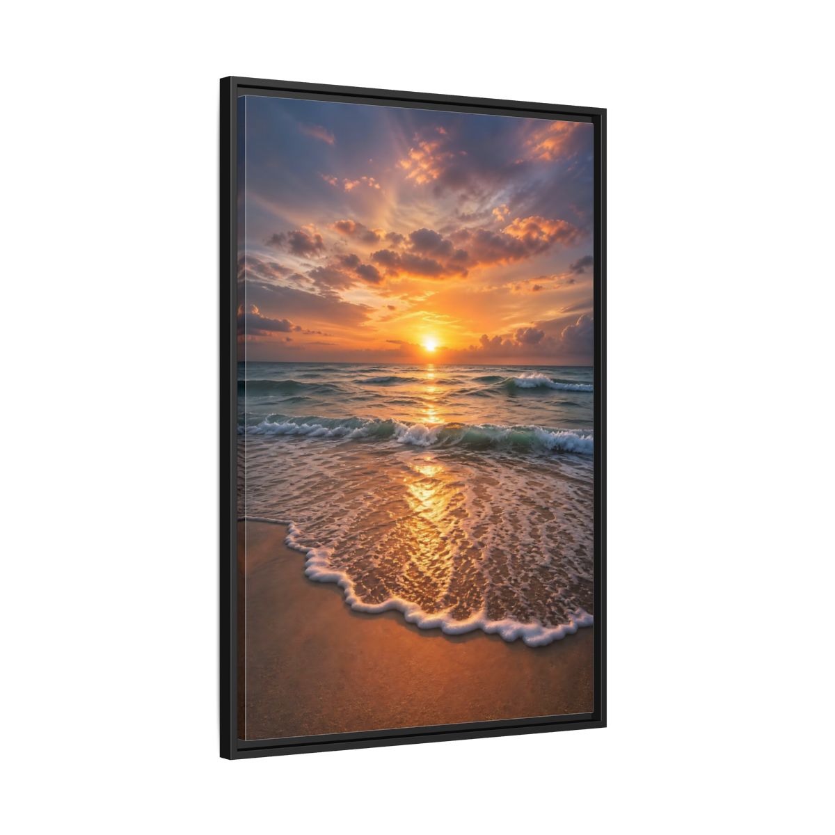 Side Mockup 13. Nature Sunset Golden Sunset shown as stretched canvas wall art
