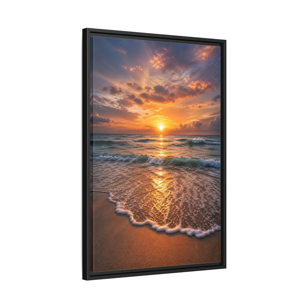 Side Mockup 14. Nature Sunset Golden Sunset shown as stretched canvas wall art