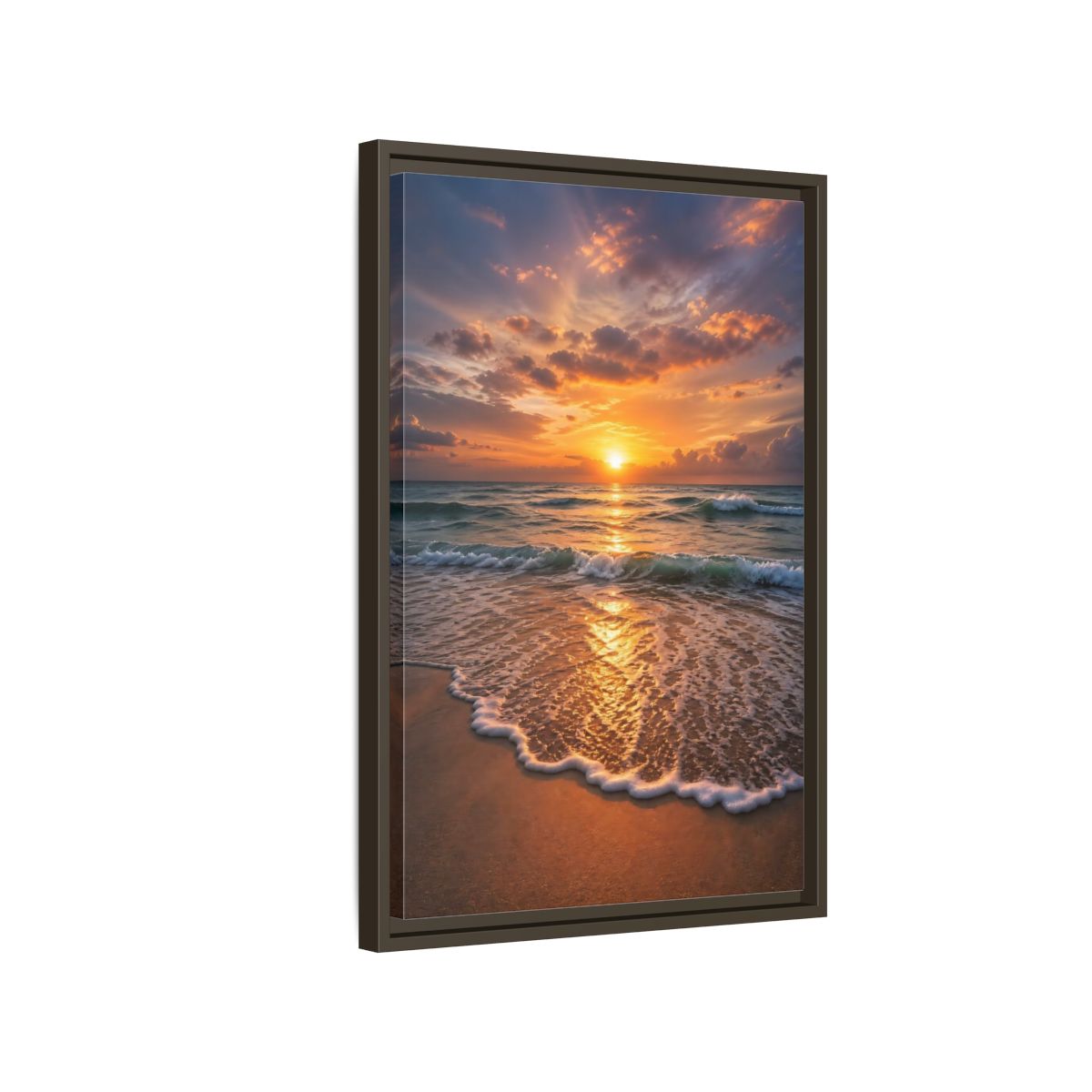 Side Mockup 2. Nature Sunset Golden Sunset shown as stretched canvas wall art