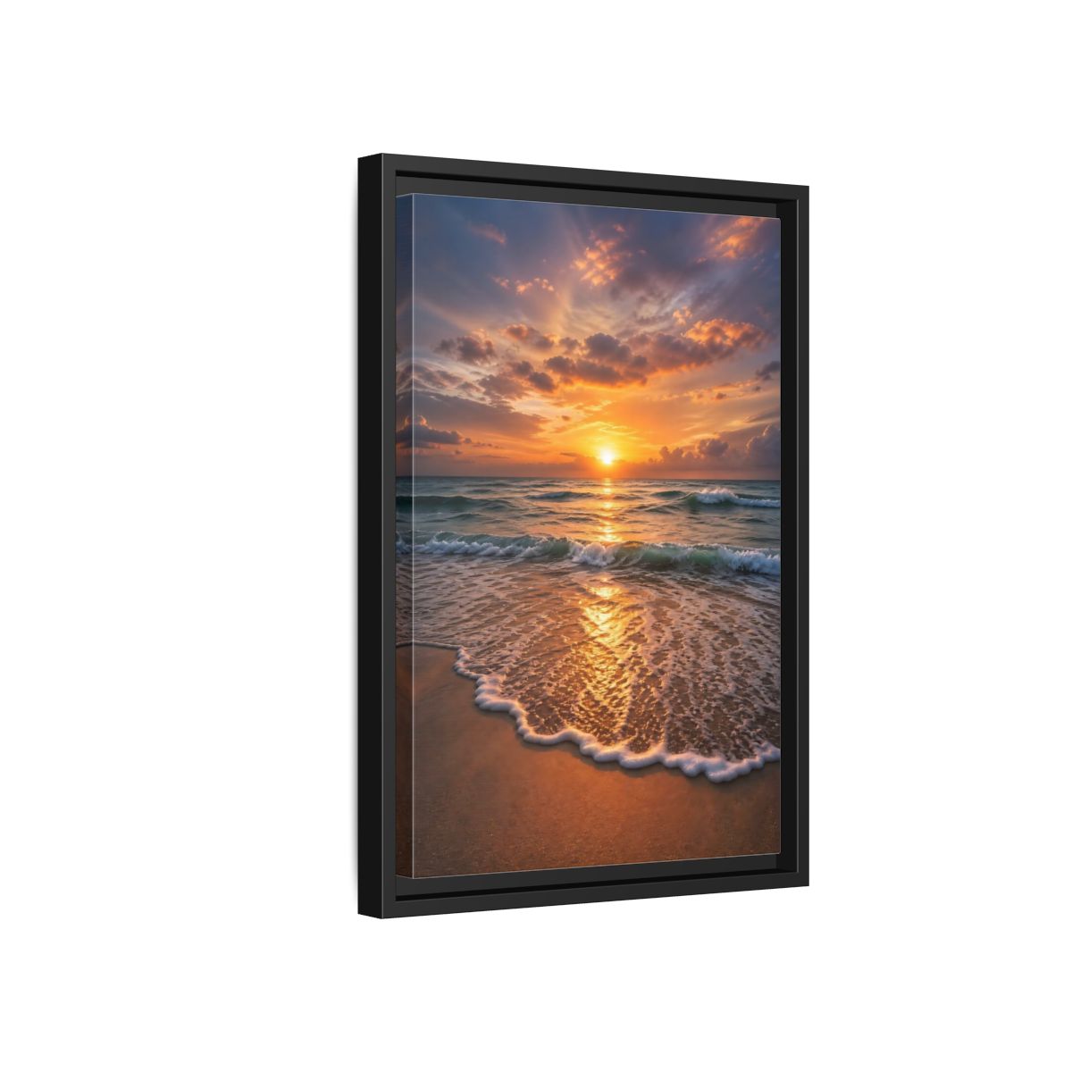 Side Mockup 6. Nature Sunset Golden Sunset shown as stretched canvas wall art