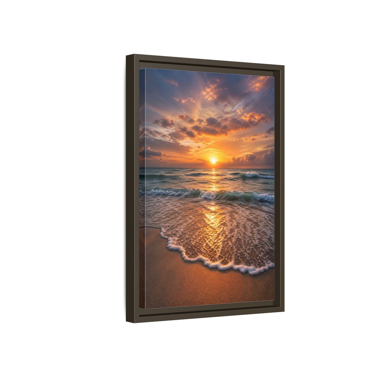 Side Mockup 5. Nature Sunset Golden Sunset shown as stretched canvas wall art