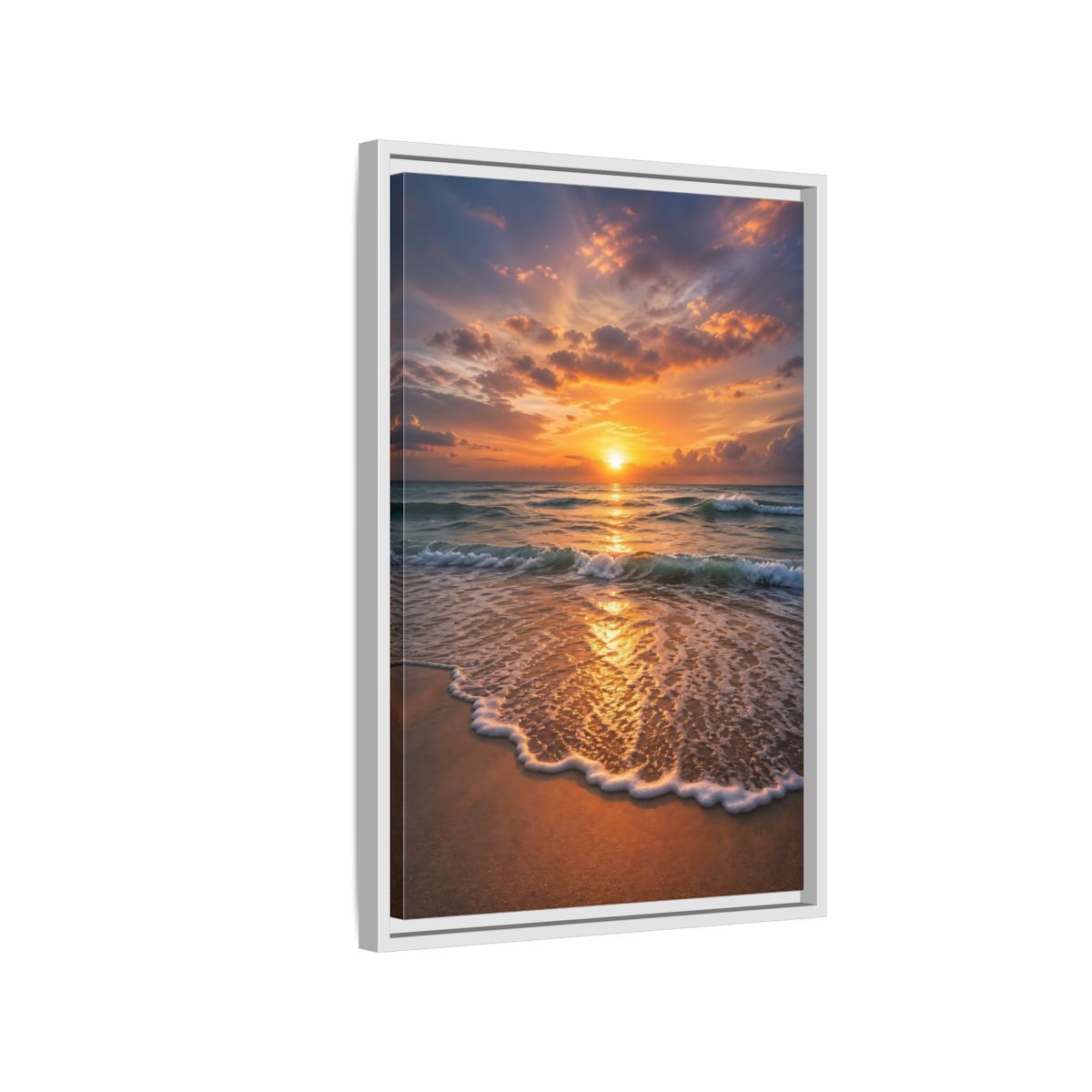 Side Mockup 1. Nature Sunset Golden Sunset shown as stretched canvas wall art