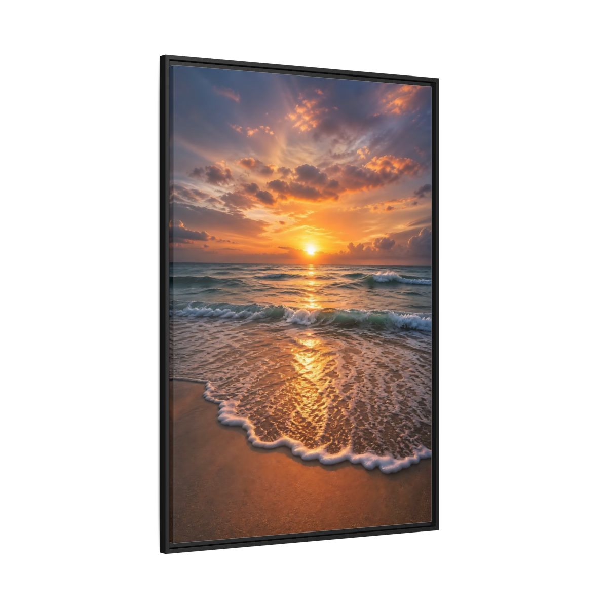 Side Mockup 12. Nature Sunset Golden Sunset shown as stretched canvas wall art