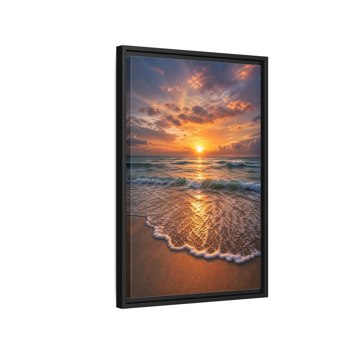 Side Mockup 3. Nature Sunset Golden Sunset shown as stretched canvas wall art