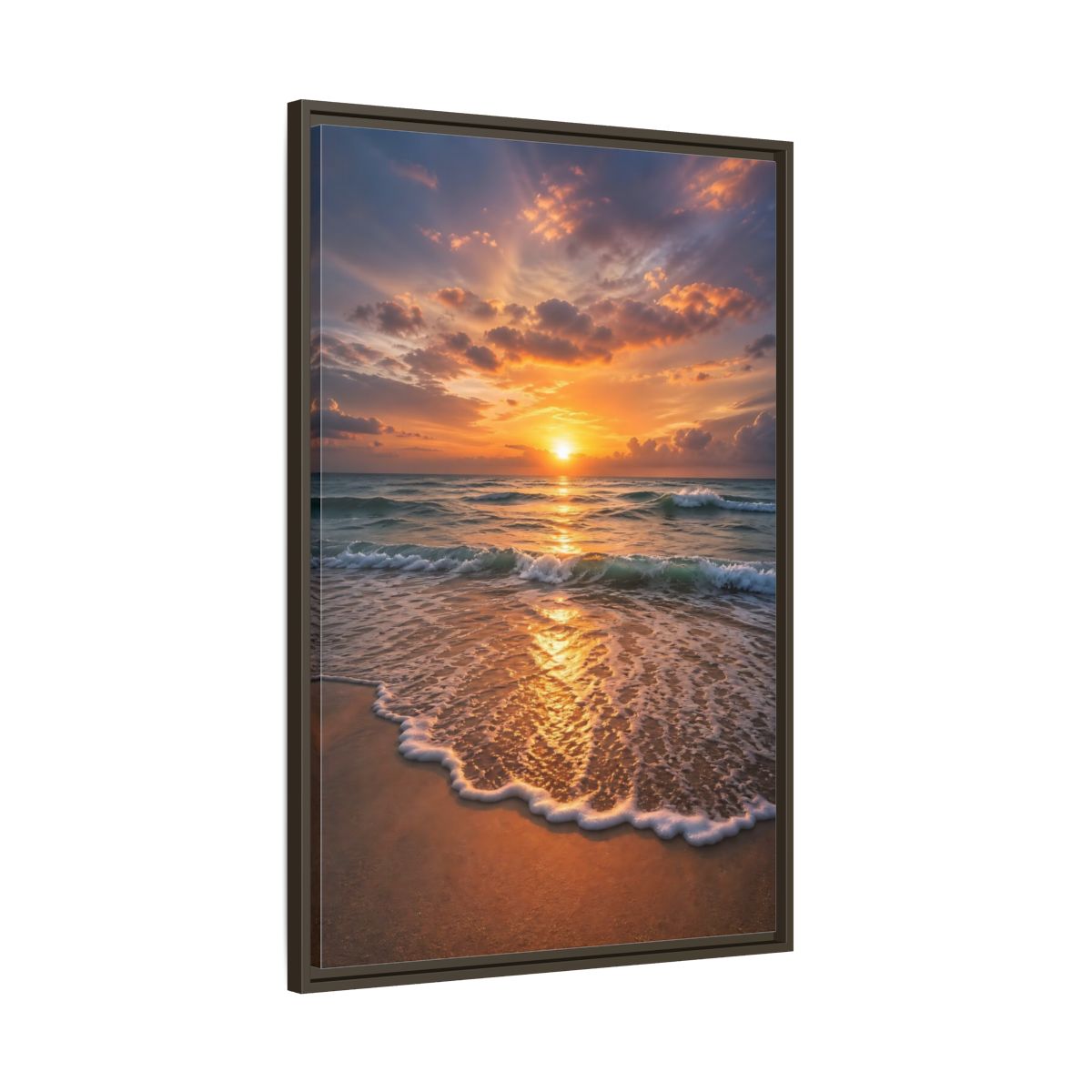Main Mockup. Nature Sunset Golden Sunset shown as stretched canvas wall art