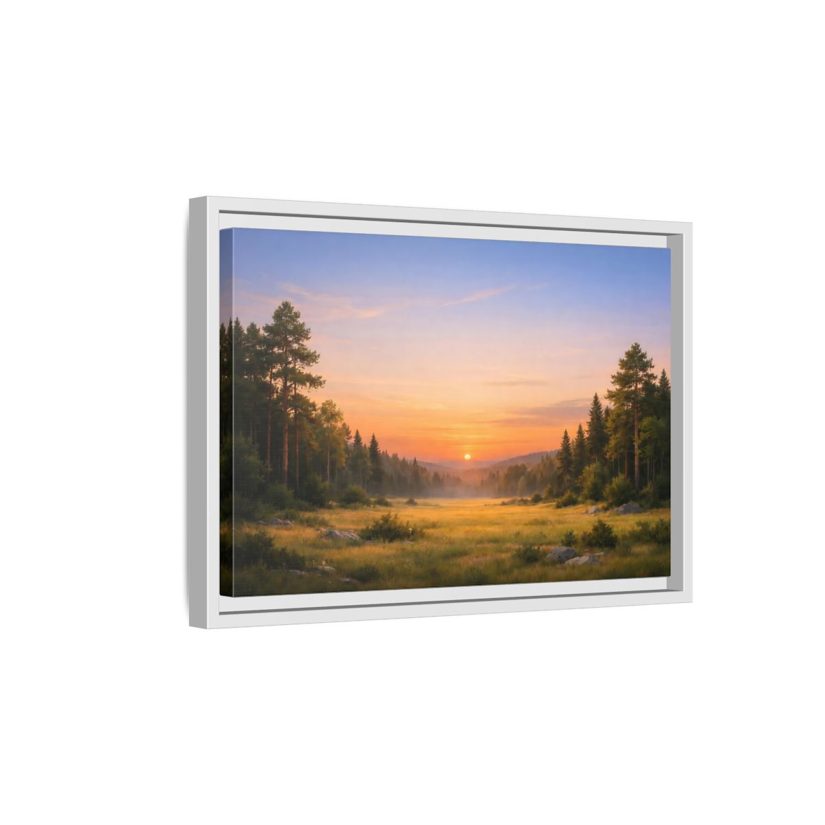 Side Mockup 4. Nature Sunset Landscape Golden Sunset Landscape shown as stretched canvas wall art