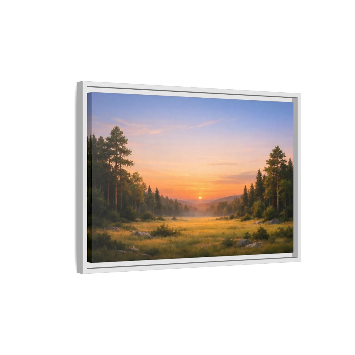 Side Mockup 1. Nature Sunset Landscape Golden Sunset Landscape shown as stretched canvas wall art
