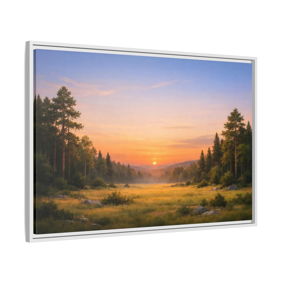 Side Mockup 9. Nature Sunset Landscape Golden Sunset Landscape shown as stretched canvas wall art