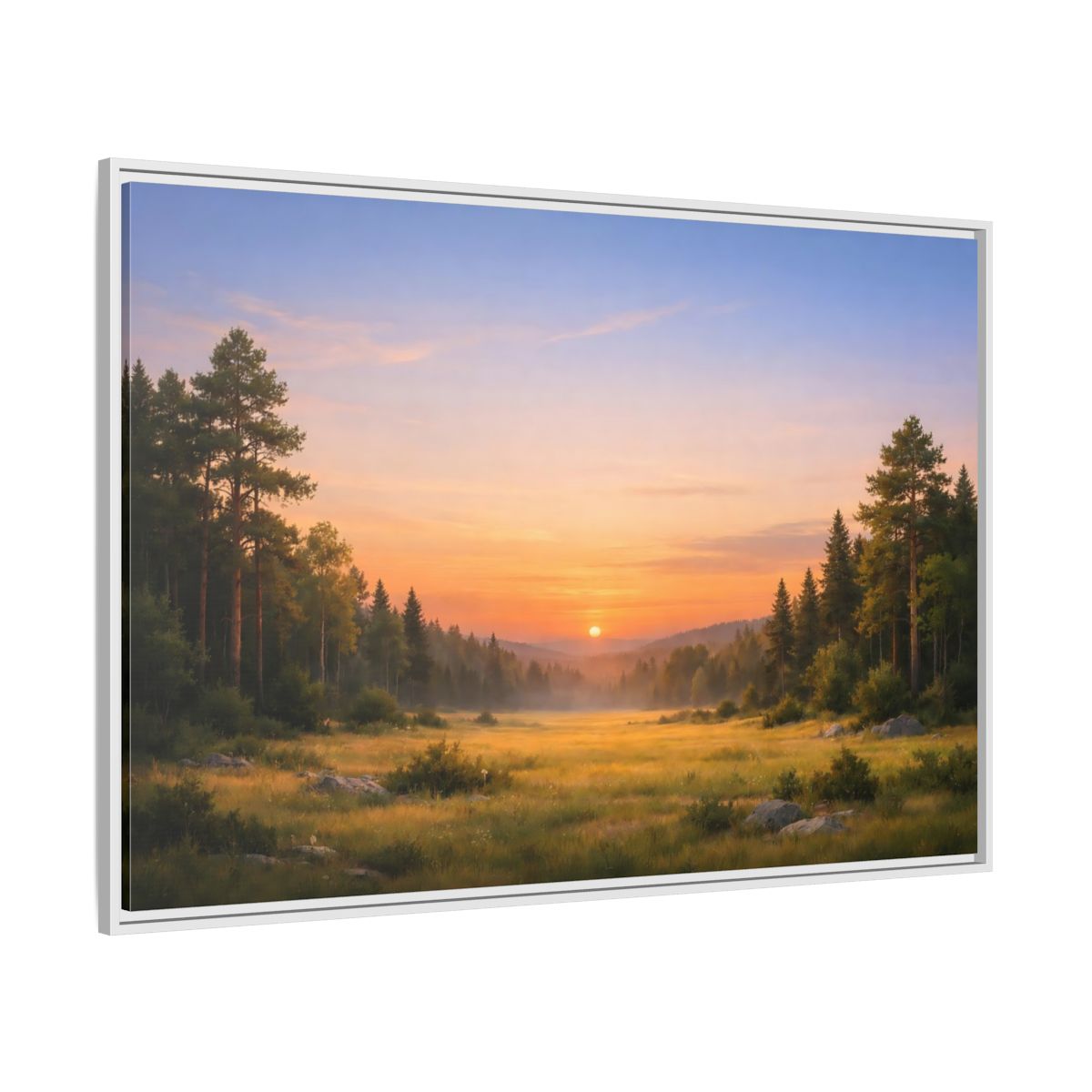Side Mockup 7. Nature Sunset Landscape Golden Sunset Landscape shown as stretched canvas wall art