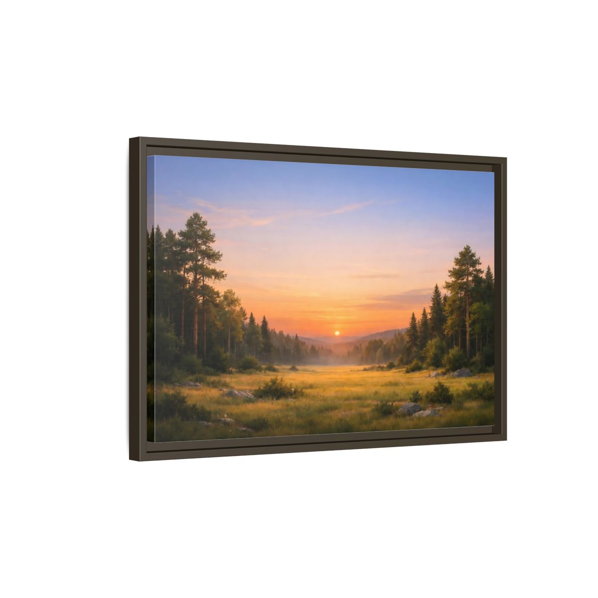 Side Mockup 2. Nature Sunset Landscape Golden Sunset Landscape shown as stretched canvas wall art