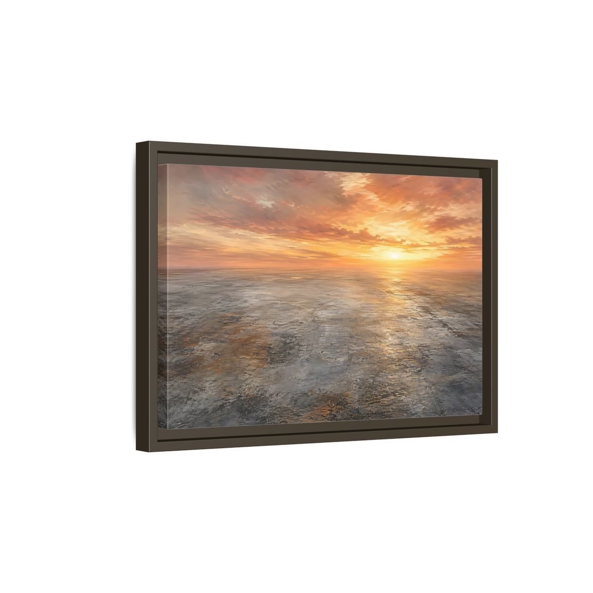 Side Mockup 5. Nature Sunset Landscape Orange Sunset shown as stretched canvas wall art
