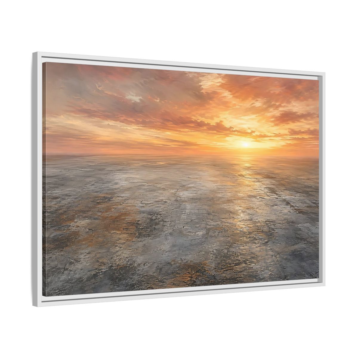 Side Mockup 9. Nature Sunset Landscape Orange Sunset shown as stretched canvas wall art