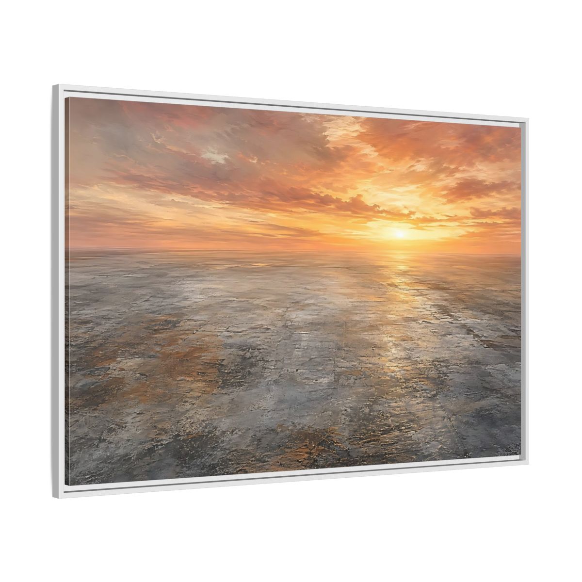 Side Mockup 7. Nature Sunset Landscape Orange Sunset shown as stretched canvas wall art