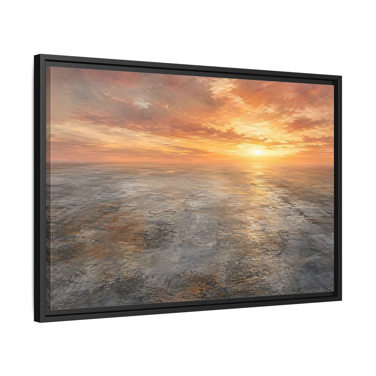 Side Mockup 14. Nature Sunset Landscape Orange Sunset shown as stretched canvas wall art