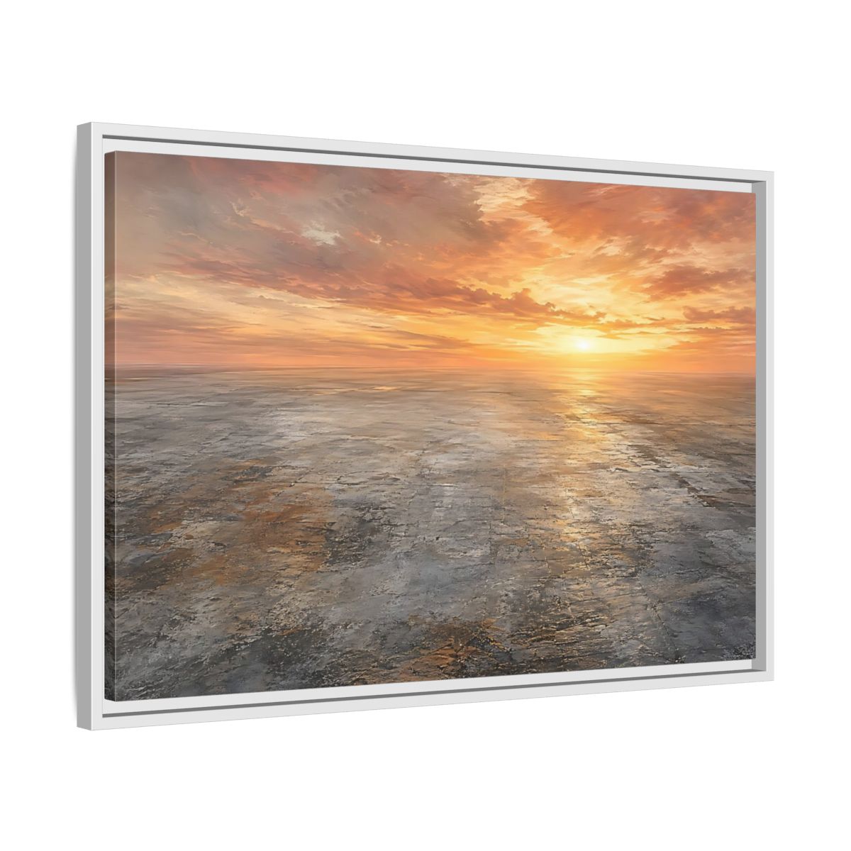 Side Mockup 10. Nature Sunset Landscape Orange Sunset shown as stretched canvas wall art