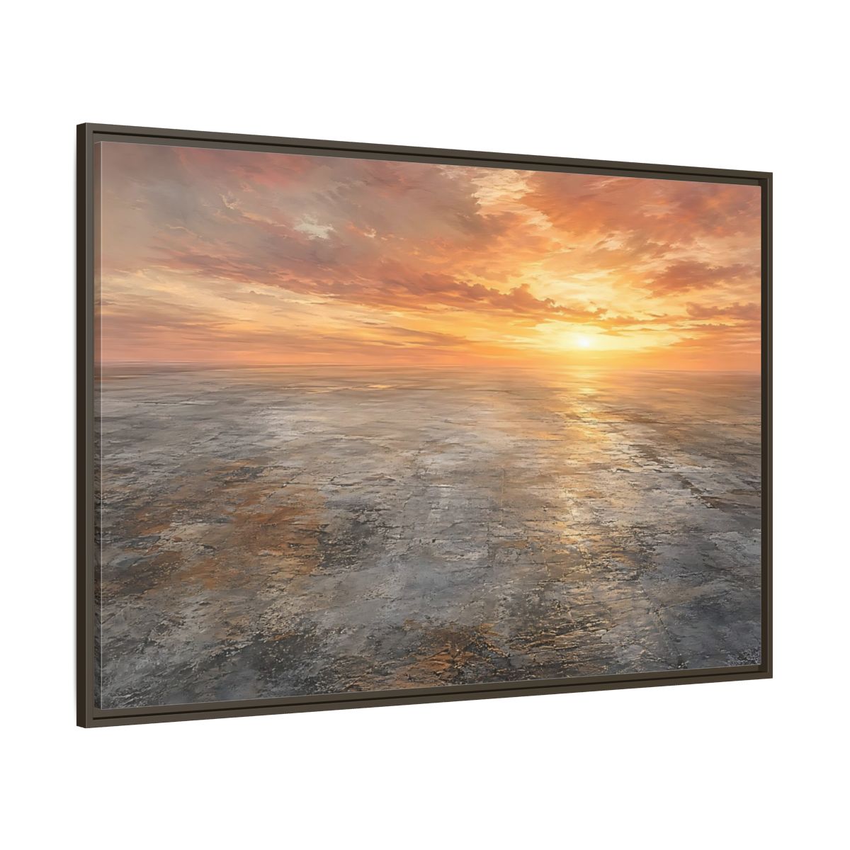 Side Mockup 8. Nature Sunset Landscape Orange Sunset shown as stretched canvas wall art
