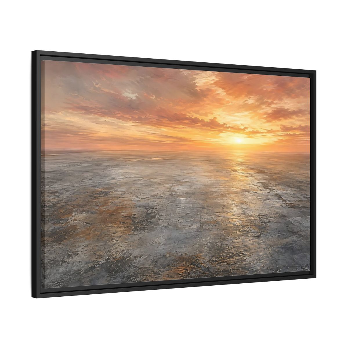 Side Mockup 13. Nature Sunset Landscape Orange Sunset shown as stretched canvas wall art