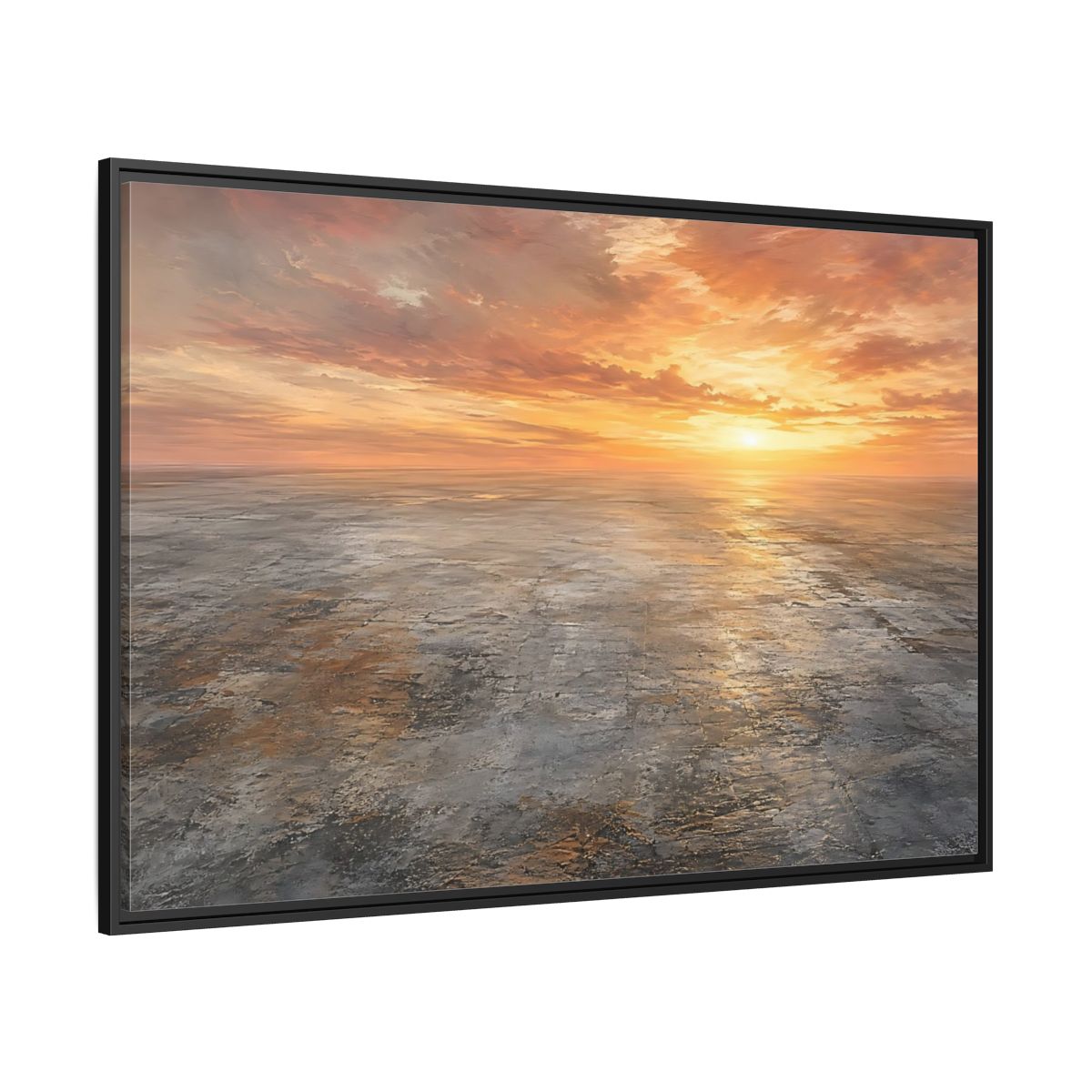 Side Mockup 12. Nature Sunset Landscape Orange Sunset shown as stretched canvas wall art