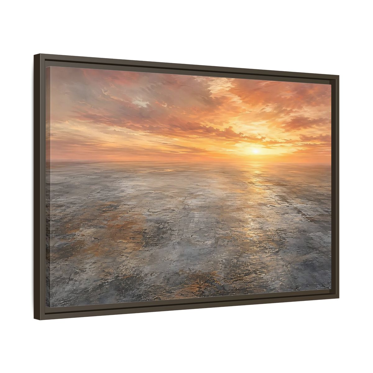 Side Mockup 11. Nature Sunset Landscape Orange Sunset shown as stretched canvas wall art
