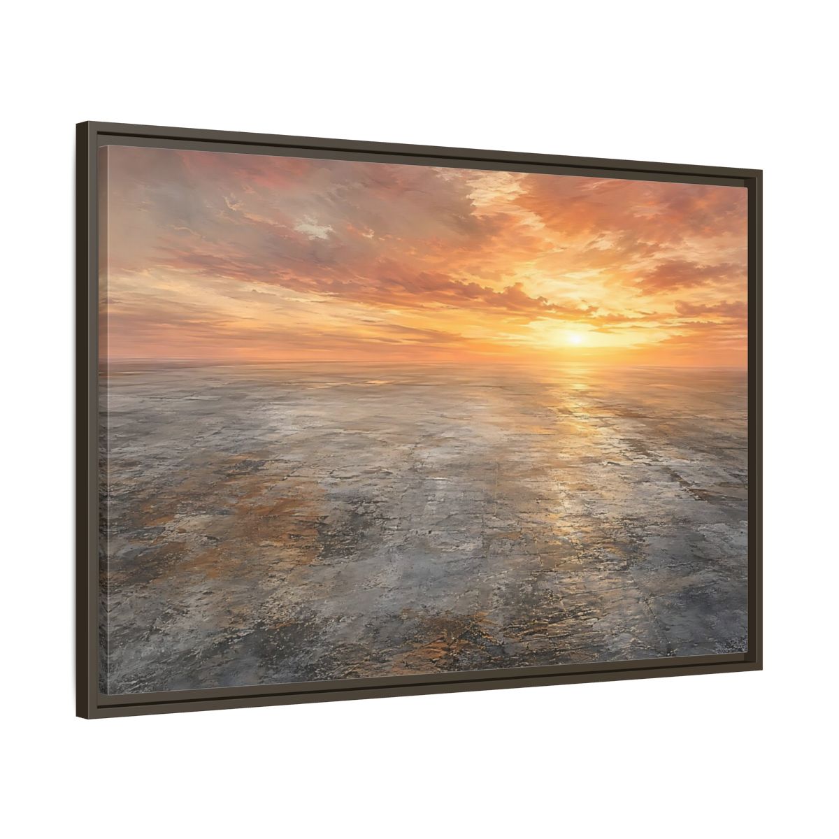 Main Mockup. Nature Sunset Landscape Orange Sunset shown as stretched canvas wall art