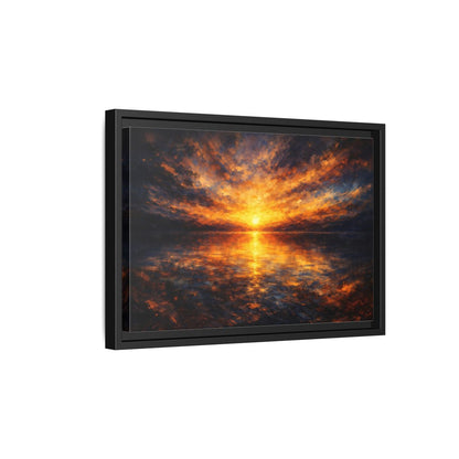 Side Mockup 6. Nature Sunset Orange And Blue shown as stretched canvas wall art