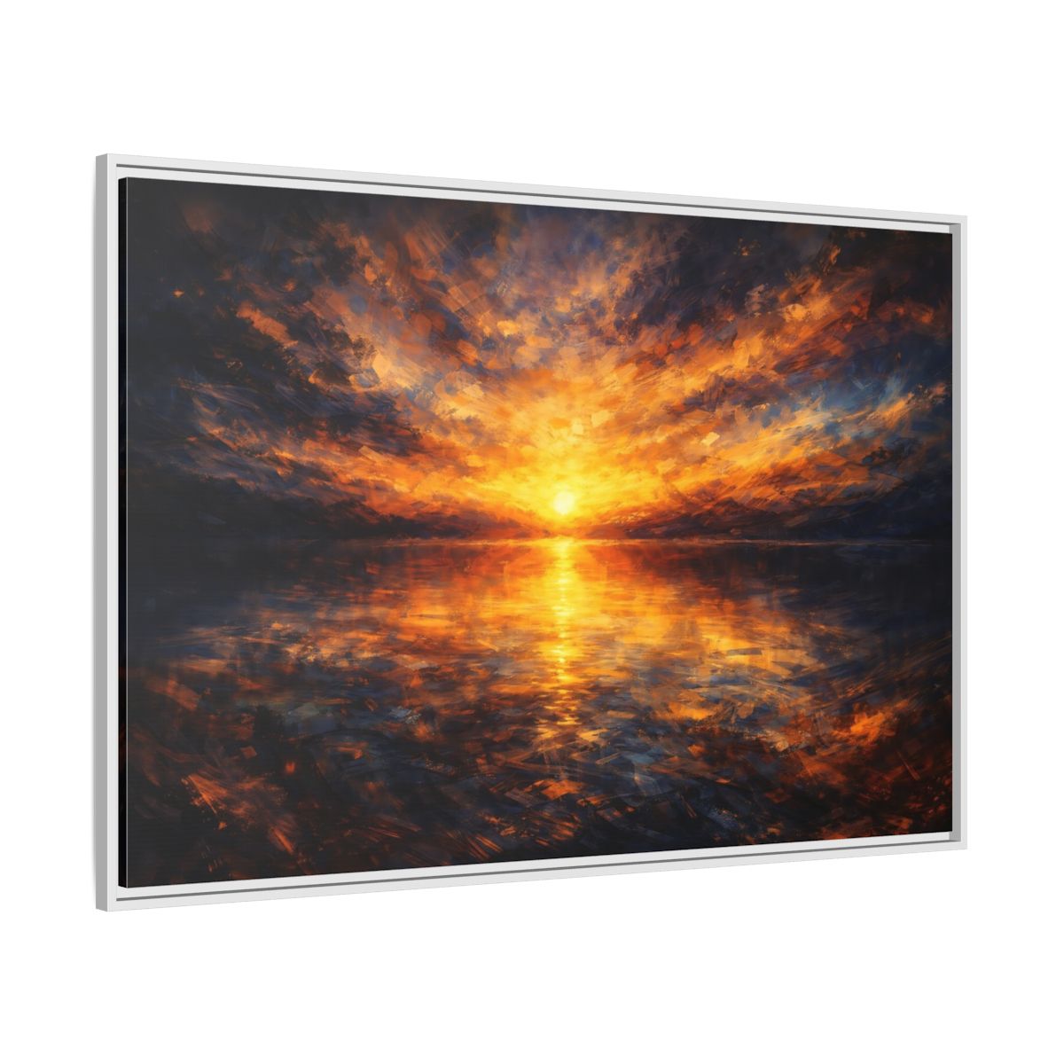 Side Mockup 7. Nature Sunset Orange And Blue shown as stretched canvas wall art
