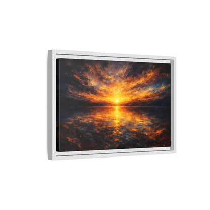 Side Mockup 4. Nature Sunset Orange And Blue shown as stretched canvas wall art