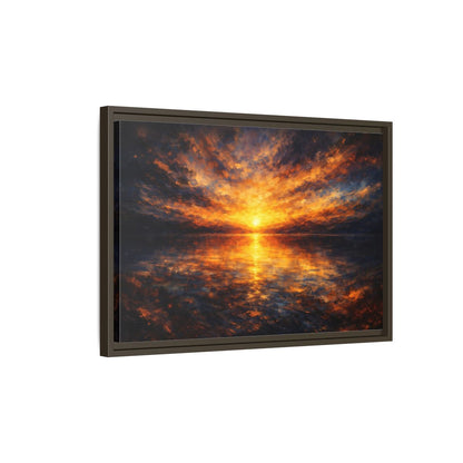 Side Mockup 2. Nature Sunset Orange And Blue shown as stretched canvas wall art