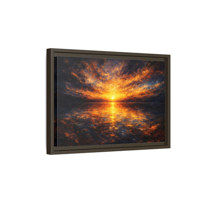 Side Mockup 5. Nature Sunset Orange And Blue shown as stretched canvas wall art