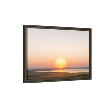 Side Mockup 2. Nature Sunset Orange Sunset shown as stretched canvas wall art