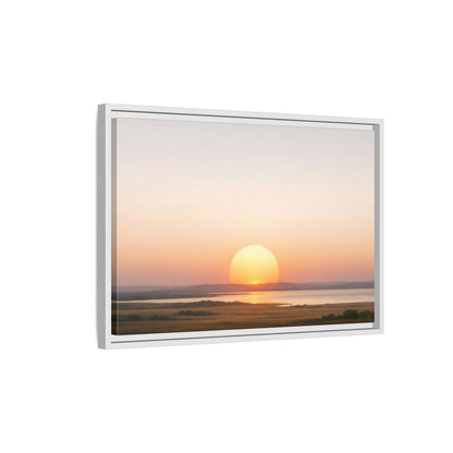 Side Mockup 1. Nature Sunset Orange Sunset shown as stretched canvas wall art