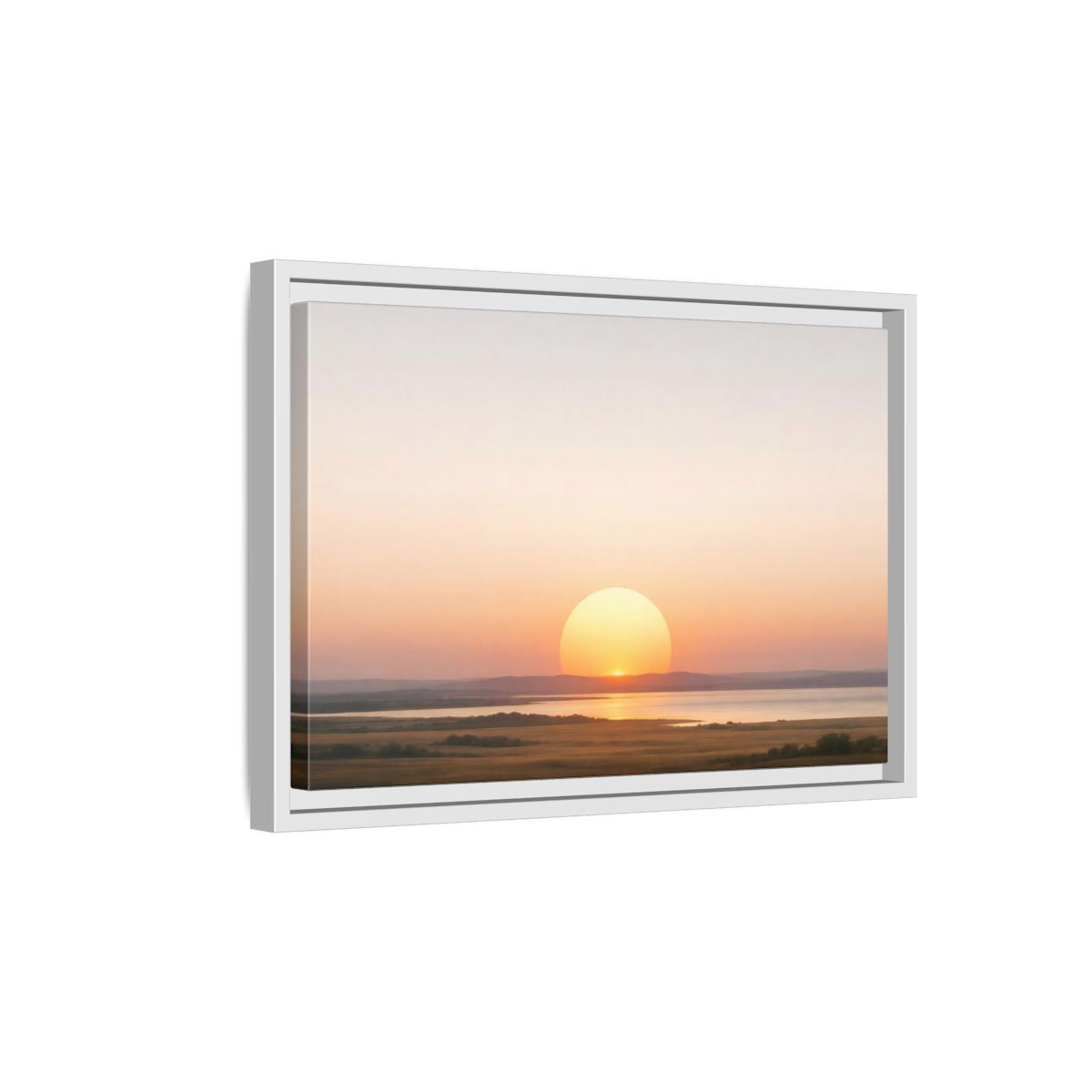 Side Mockup 4. Nature Sunset Orange Sunset shown as stretched canvas wall art