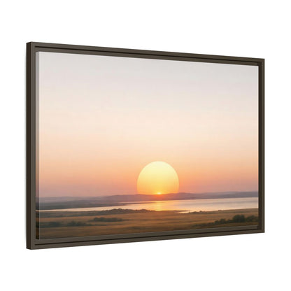 Side Mockup 11. Nature Sunset Orange Sunset shown as stretched canvas wall art