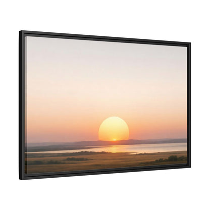 Side Mockup 13. Nature Sunset Orange Sunset shown as stretched canvas wall art