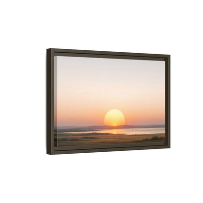 Side Mockup 5. Nature Sunset Orange Sunset shown as stretched canvas wall art