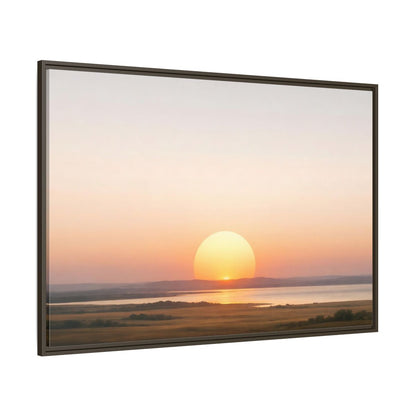 Side Mockup 8. Nature Sunset Orange Sunset shown as stretched canvas wall art