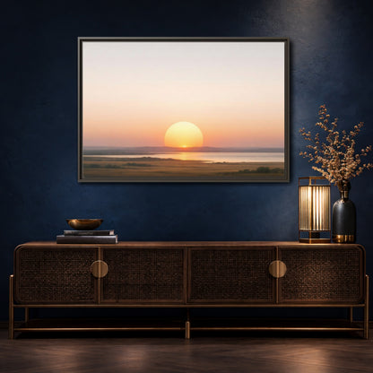Mockup 4. Nature Sunset Orange Sunset shown as stretched canvas wall art