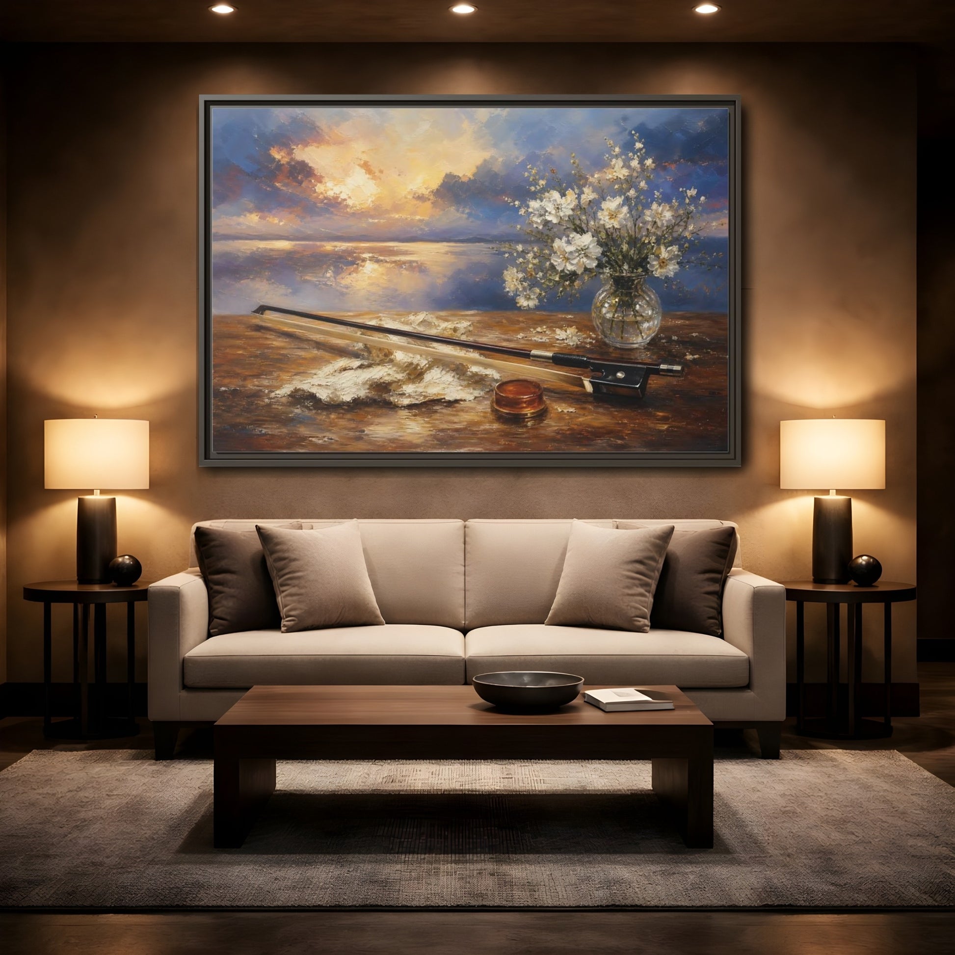 Mockup 2. Nature Sunset Sunset Floral Art shown as framed canvas print