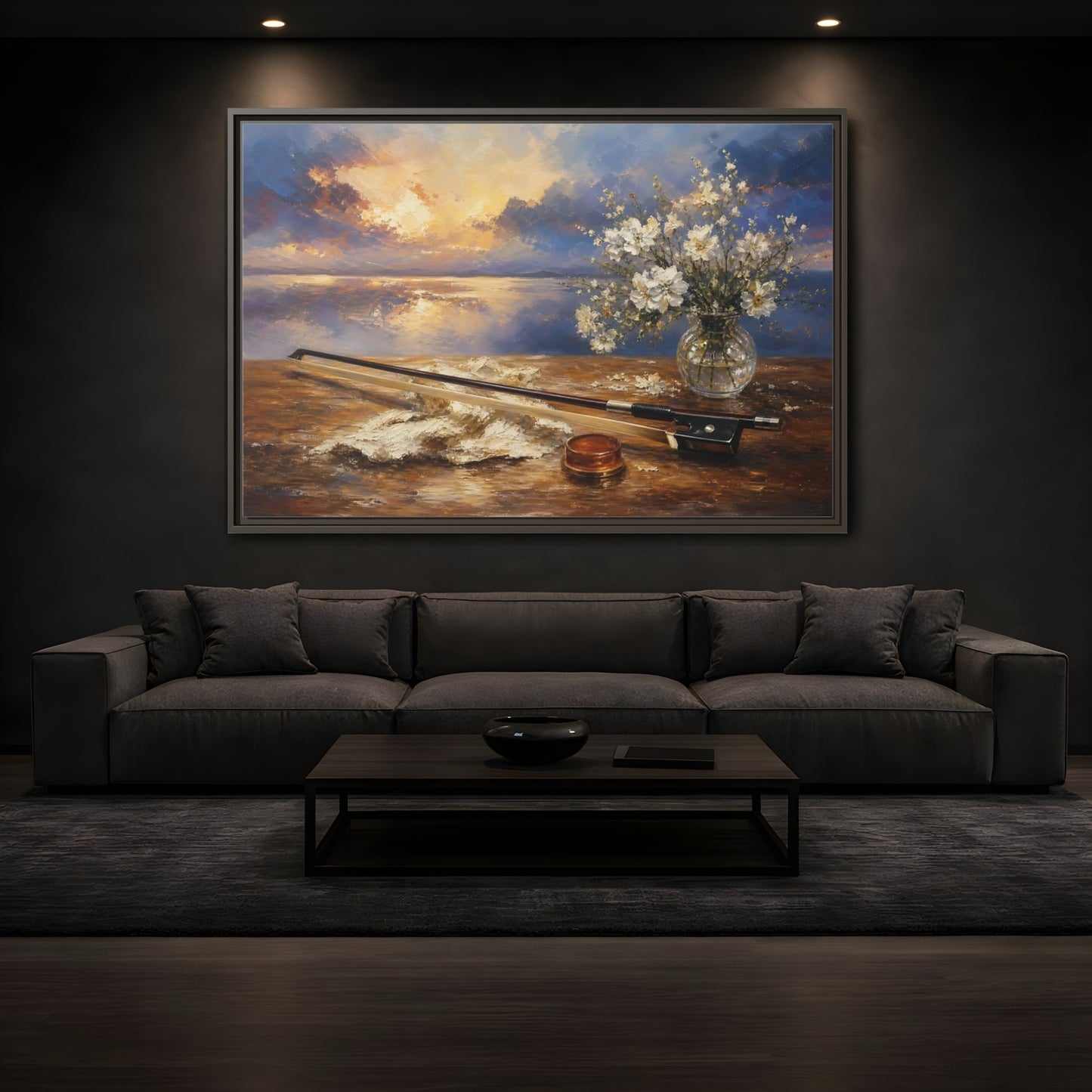 Mockup 3. Nature Sunset Sunset Floral Art shown as framed canvas print
