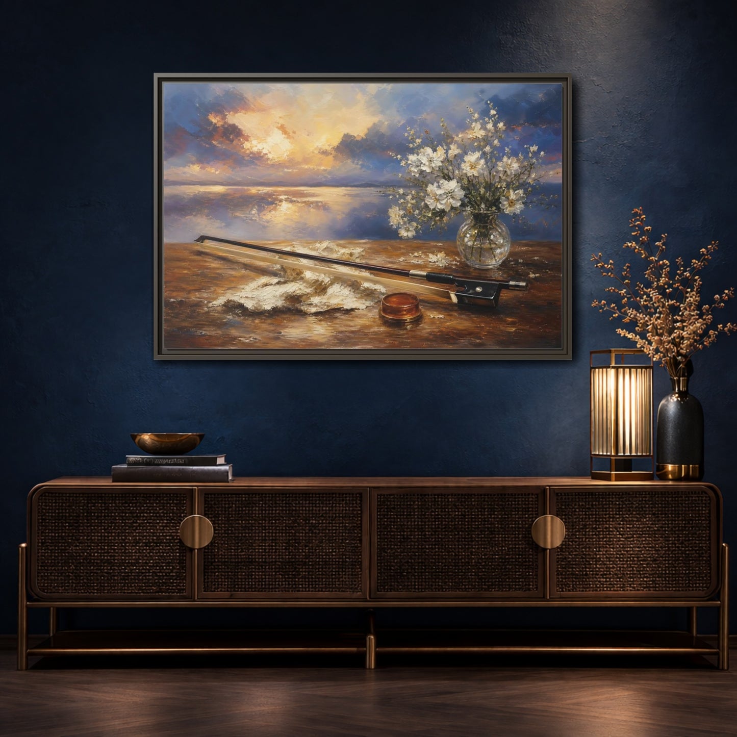 Mockup 4. Nature Sunset Sunset Floral Art shown as framed canvas print