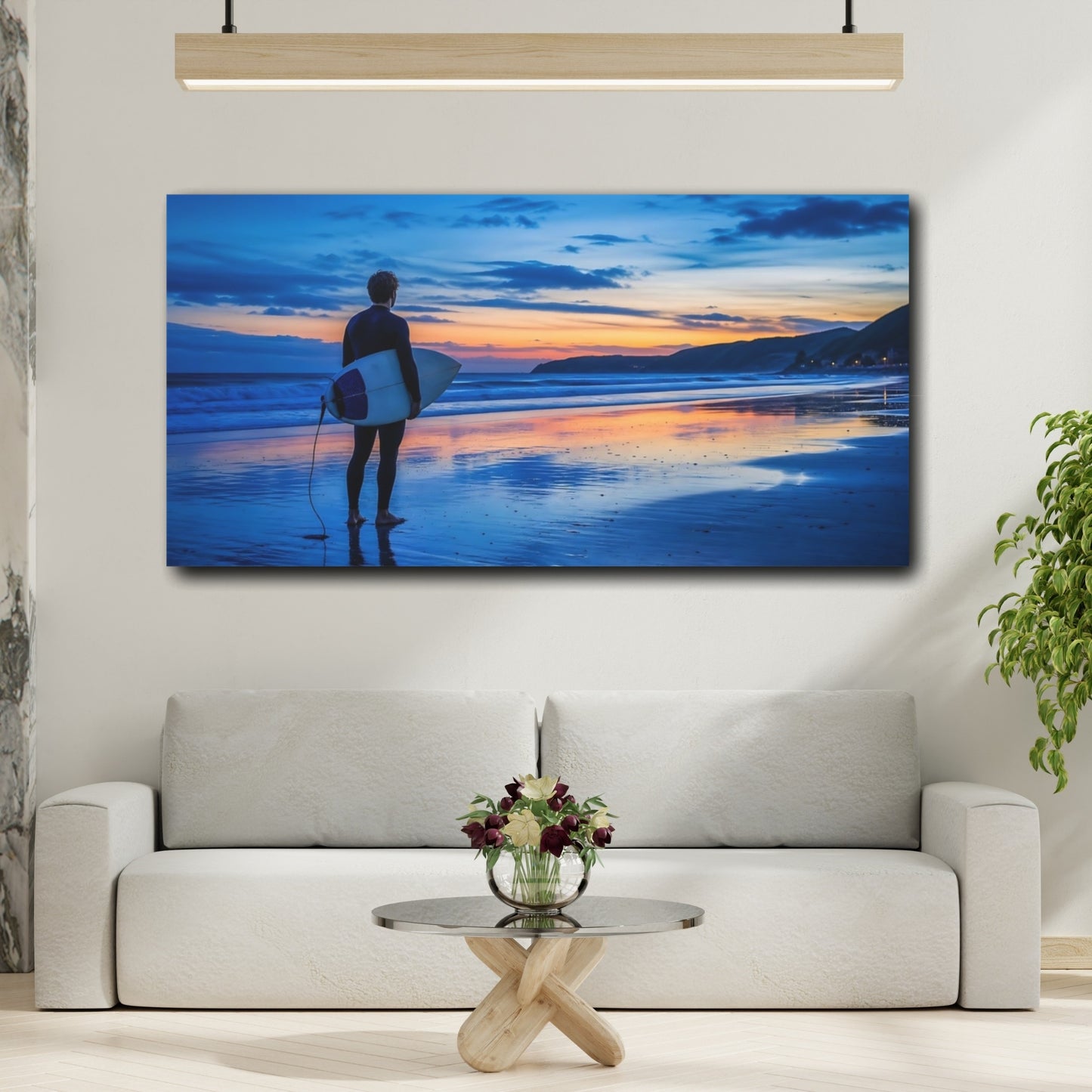 Mockup 2. Nature Surfer Blue And Orange shown as canvas print
