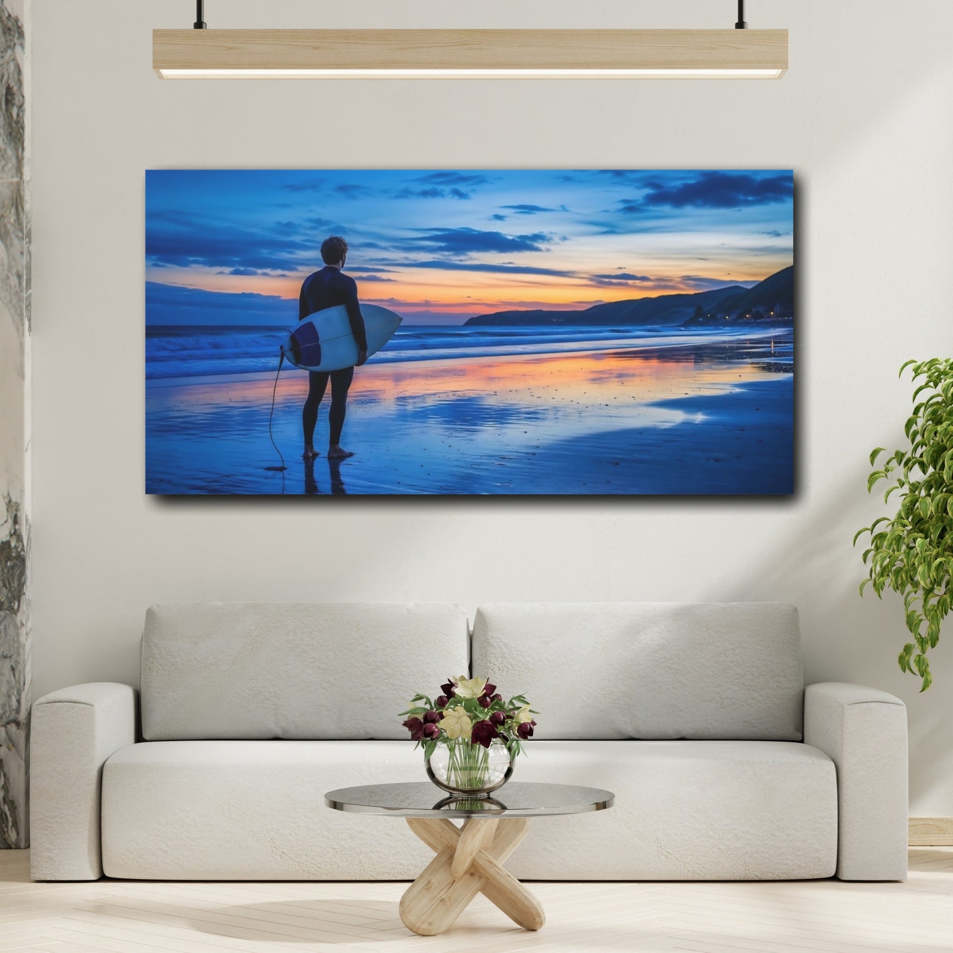 Mockup 2. Nature Surfer Blue And Orange shown as canvas print