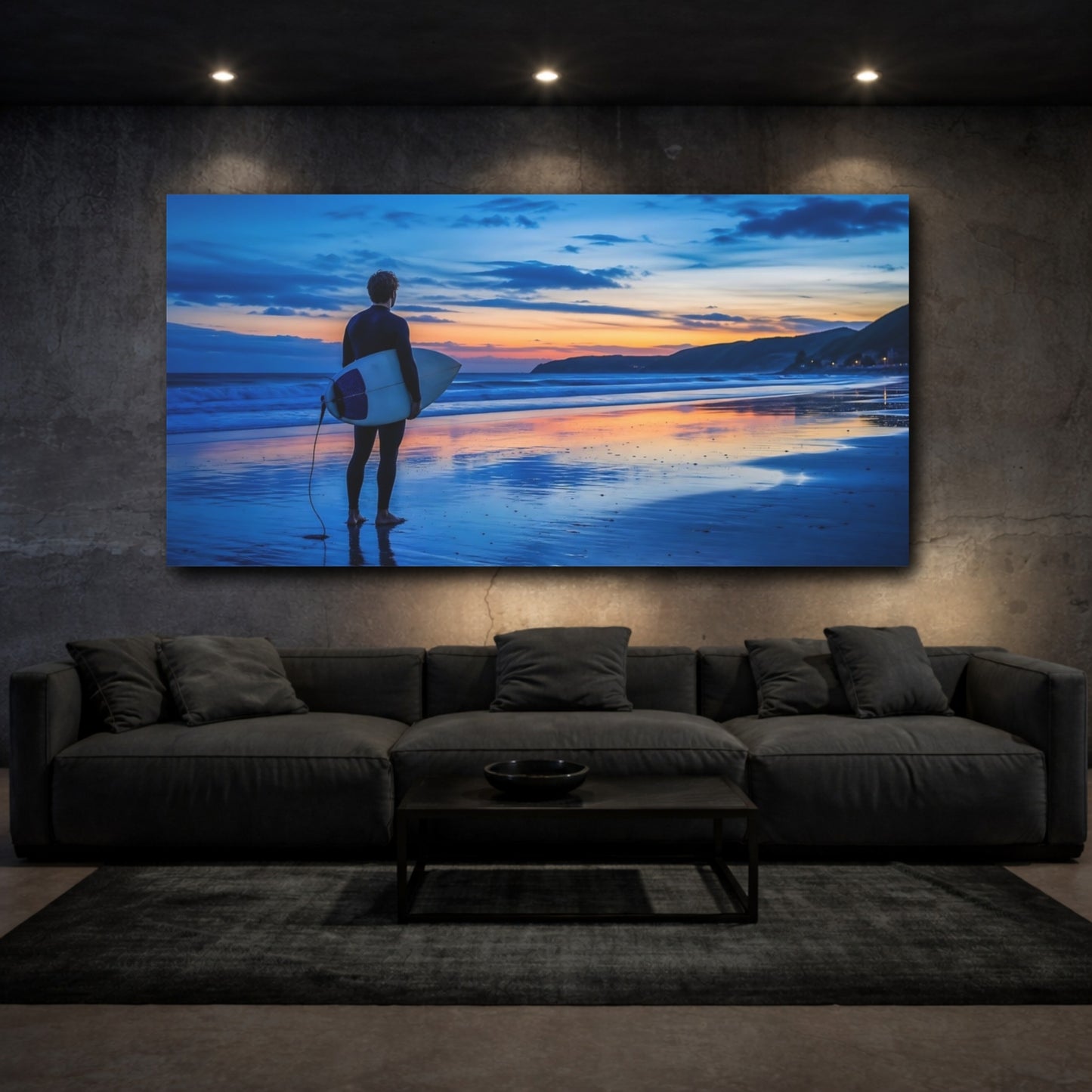 Mockup 4. Nature Surfer Blue And Orange shown as canvas print