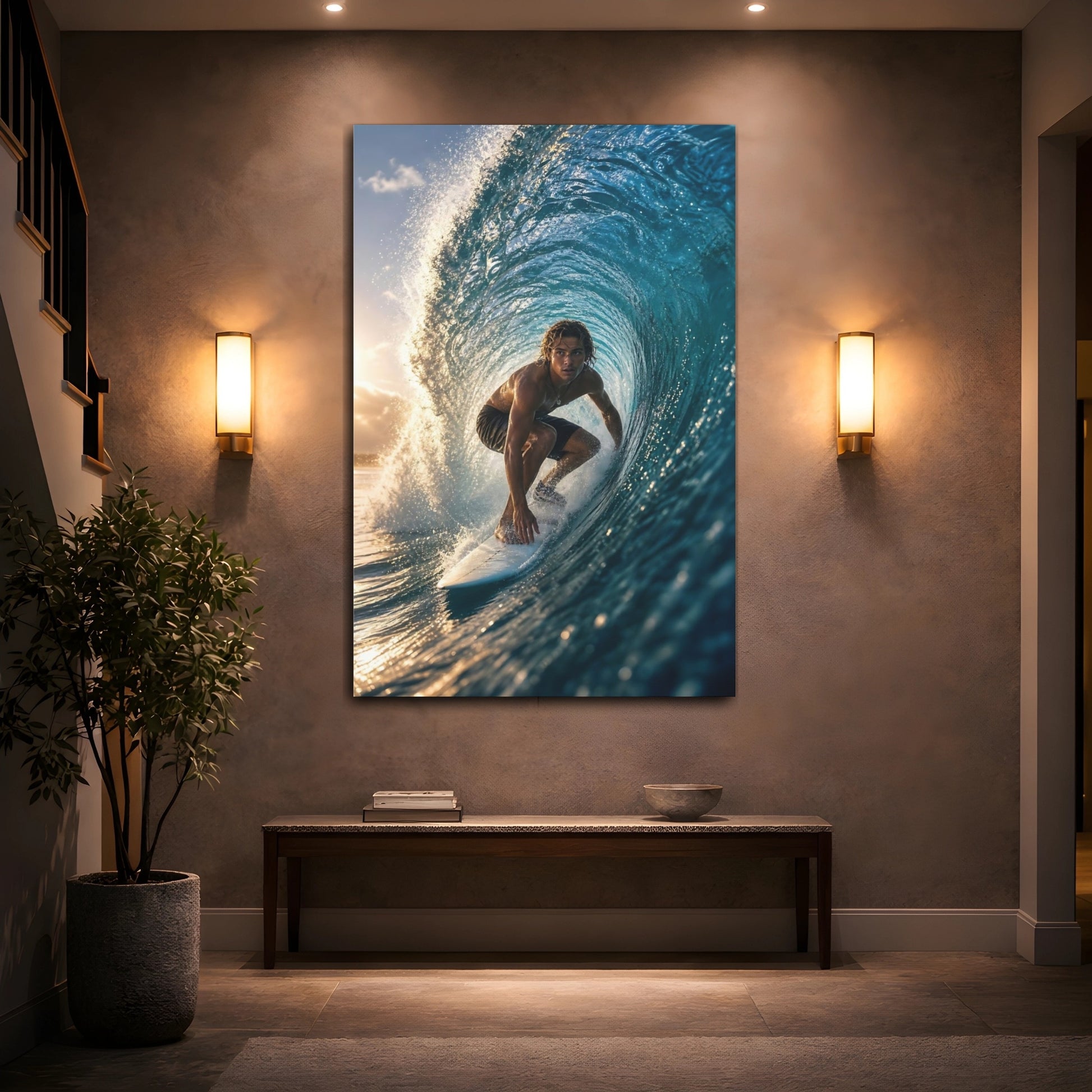 Mockup 2. Nature Surfer Blue Ocean Surfer shown as canvas print