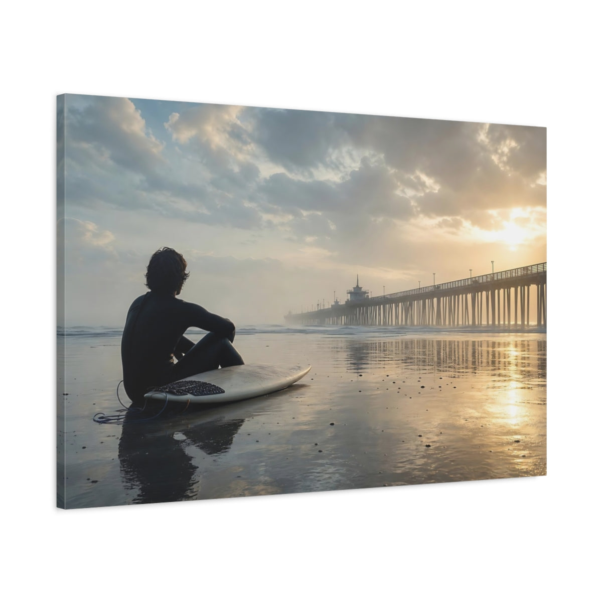 Main Mockup. Nature Surfer Golden Sunset shown as canvas print