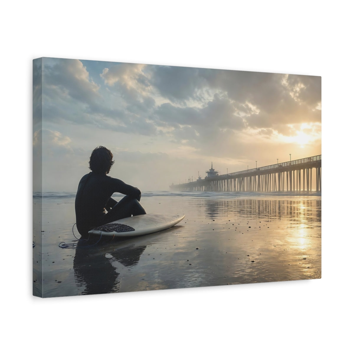 Side Mockup 4. Nature Surfer Golden Sunset shown as canvas print